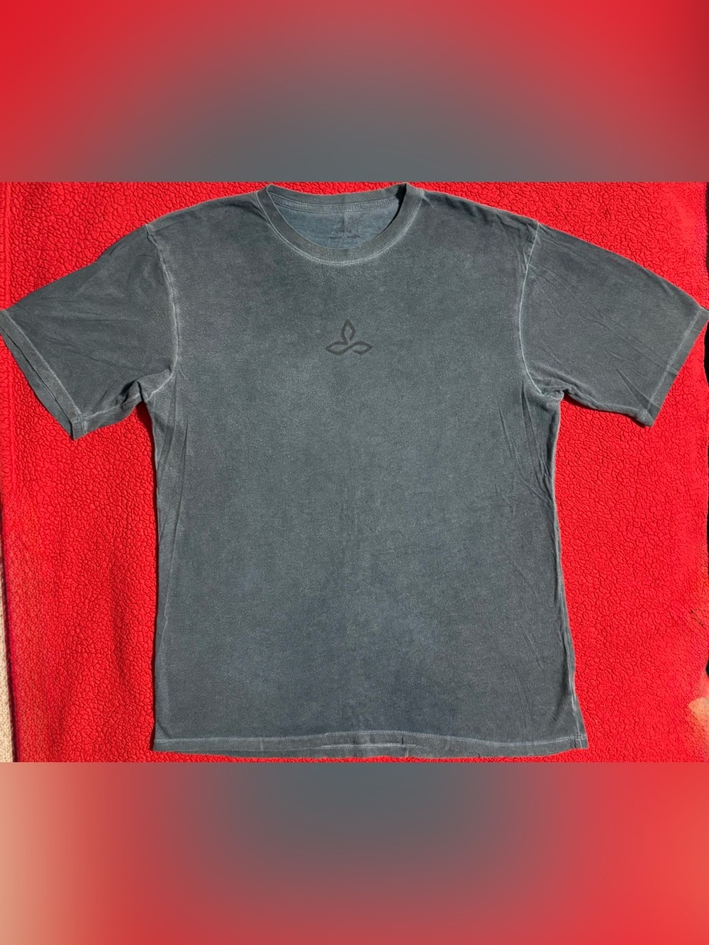 prAna Breathe Graphic Tee Organic Cotton Gray Mens L Boxy Outdoor Yoga